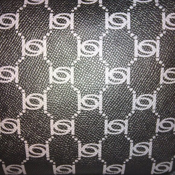 BEBE BLACK & GRAY GOLD MONOGRAM LEATHER CAMERA BAG CROSSBODY PURSE - NWT - Picture 4 of 12